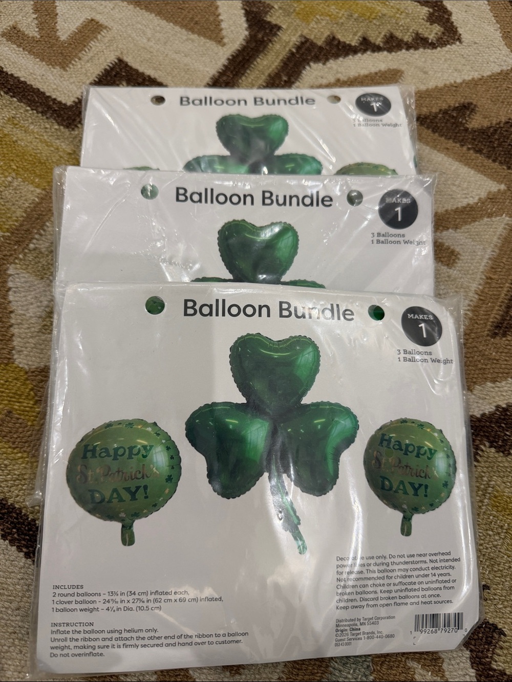 Target St. Patrick’s Green Shamrock Balloon Bundle of 3